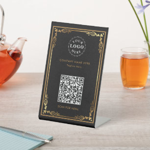 Signe De Table Code QR attaché Signal Pedestal personnalisé