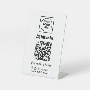 Signe De Table Code QR Bitcoin   Logo d'entreprise d'analyse vers