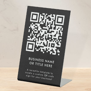Signe De Table Code QR   Black Modern Minimaliste Simple Business