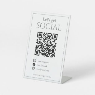 Signe De Table Code QR blanc élégant affaires me scanner médias s