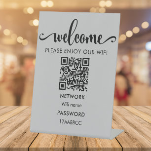 Signe De Table Code QR d'accueil WIFI   S'Il Vous Plaît Profitez 