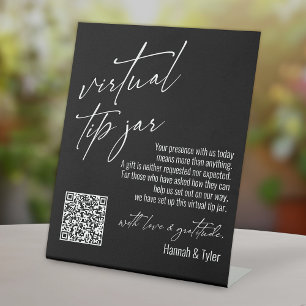 Signe De Table Code QR de caisse virtuelle contemporaine Noir