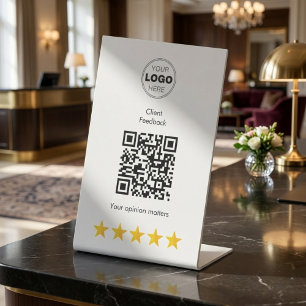 Signe De Table Code QR de commentaires de luxe 5 étoiles moderne