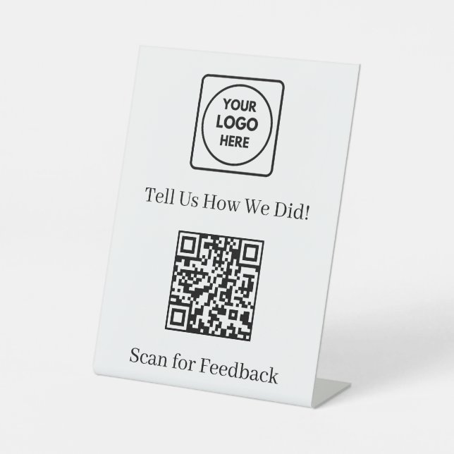 Signe De Table Code QR de commentaires du client | Évaluation de  (Recto)