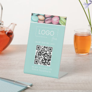 Signe De Table Code QR de commentaires du client   Mint Macaron f