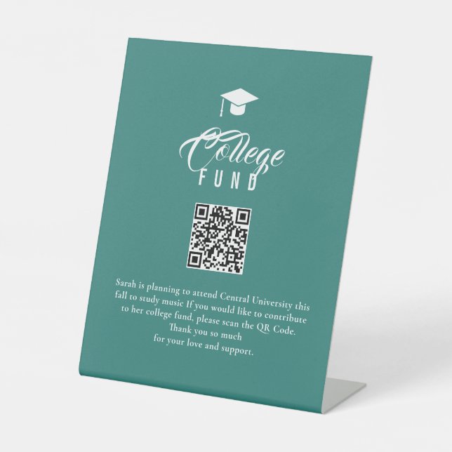 Signe De Table Code QR de fonds universitaires Typographie minima (Recto)