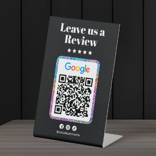 Signe De Table Code QR de Google Avis Salon de Coiffure Moderne P