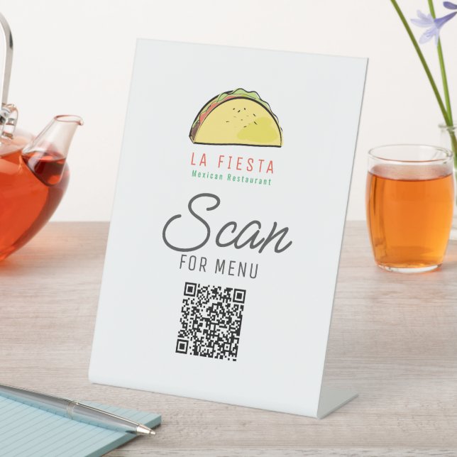 Signe De Table Code QR de l'entreprise de menu de restaurant mexi (In SItu)