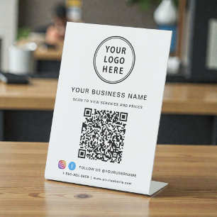 Signe De Table Code QR de l'entreprise Logo Médias Sociaux