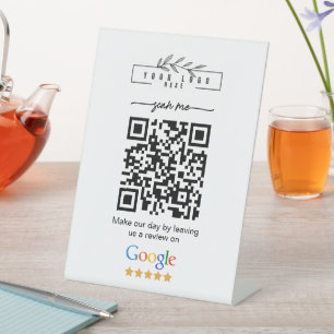 Signe De Table Code QR de lien vers les avis Google modernes pour