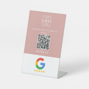 Signe De Table Code QR de logo d'entreprise pour les avis Google