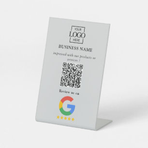 Signe De Table Code QR de logo d'entreprise pour les avis Google 