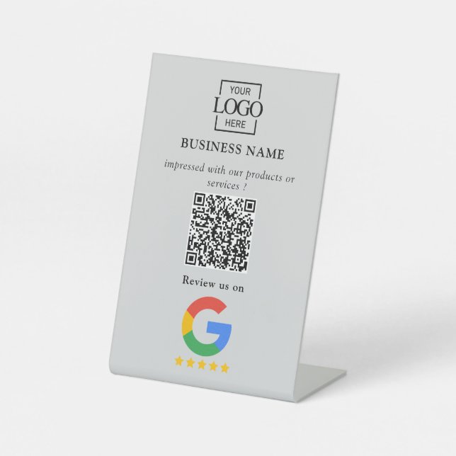 Signe De Table Code QR de logo d'entreprise pour les avis Google  (Recto)