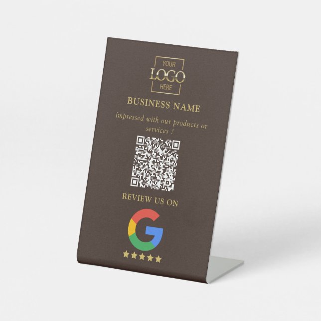 Signe De Table Code QR de logo d'entreprise pour les avis Google  (Recto)
