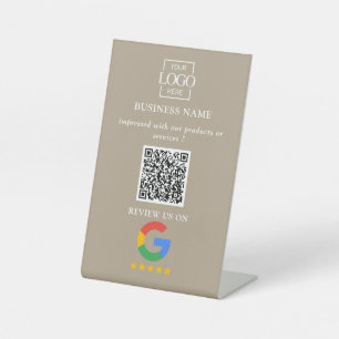 Signe De Table Code QR de logo d'entreprise pour les avis Google 