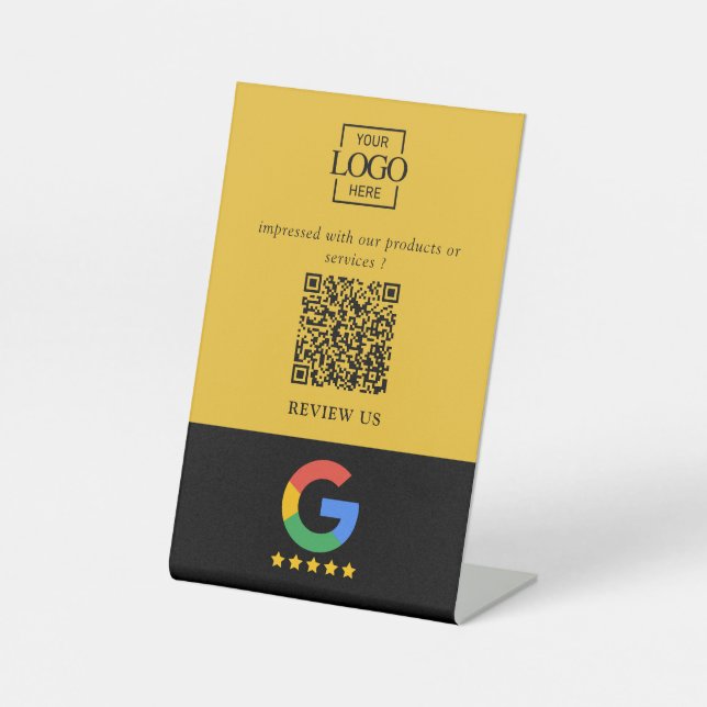 Signe De Table Code QR de logo d'entreprise pour les avis Google  (Recto)