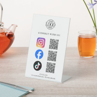 Signe De Table Code QR de logo d'entreprise simple Connectez-vous