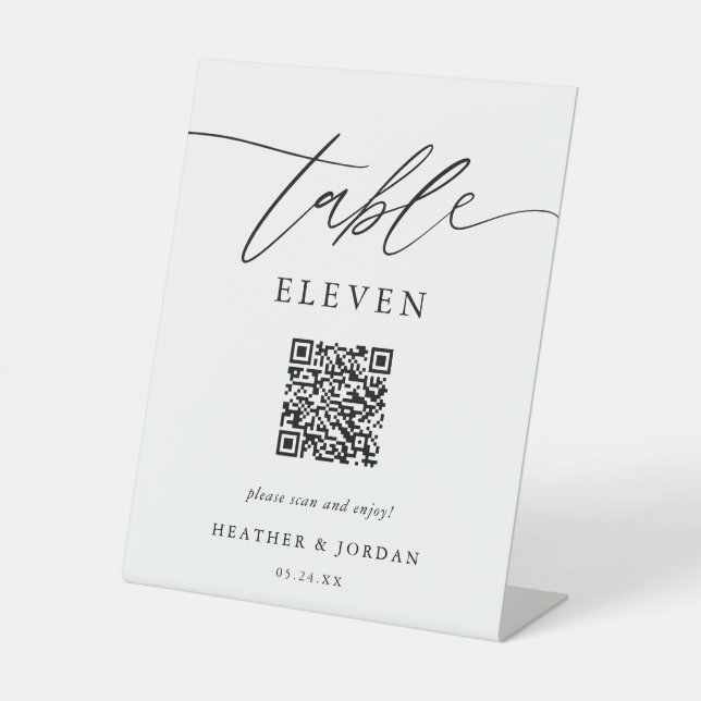 Signe De Table Code QR de mariage élégant Numéros de table (Recto)