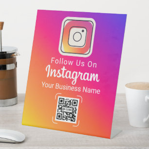 Signe De Table Code QR de médias sociaux à dégradé Instagram Suiv