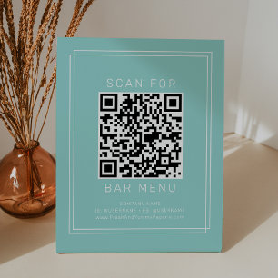 Signe De Table Code QR de menu de bar minimaliste vert menthe mod