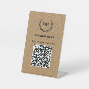 Signe De Table Code QR de menu de restaurant avec logo texturé po