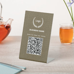 Signe De Table Code QR de menu de restaurant avec logo texturé po