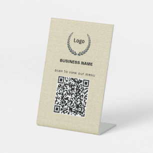 Signe De Table Code QR de menu de restaurant avec logo texturé po