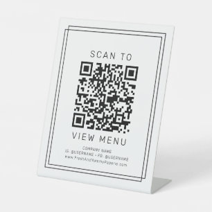 Signe De Table Code QR de menu de restaurant minimaliste moderne 
