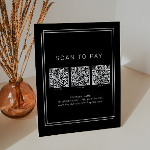 Signe De Table Code QR de paiement à balayer Avery Moderne Noir p