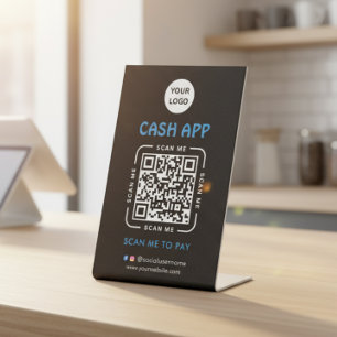 Signe De Table Code QR de paiement Cash app Logo de l'entreprise 