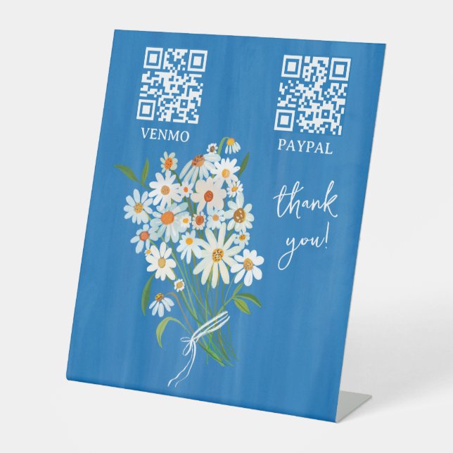 Signe De Table CODE QR DE PAIEMENT Fleuriste Fleurs Marché des pr (Recto)
