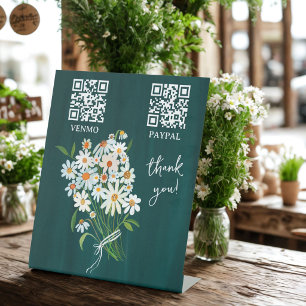 Signe De Table CODE QR DE PAIEMENT Fleuriste Fleurs Marché des pr