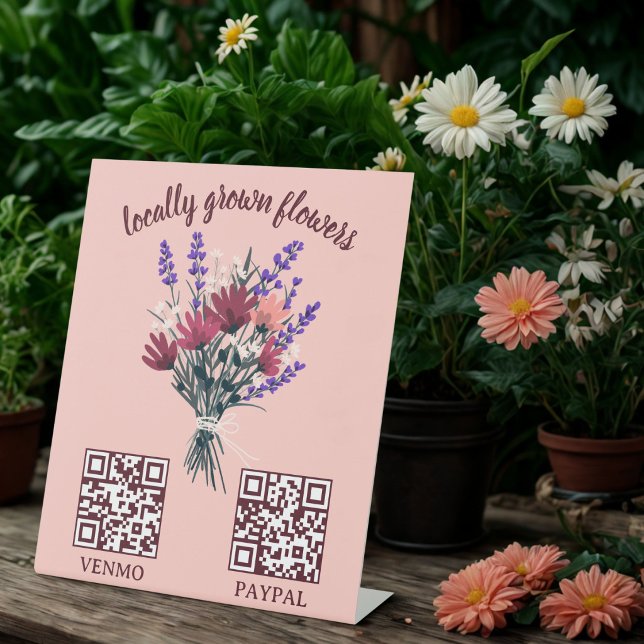 Signe De Table CODE QR DE PAIEMENT Fleuriste Fleurs Marché des pr (PAYMENT QR CODE Florist Shop Flower Farmers Market Pedestal Sign
)