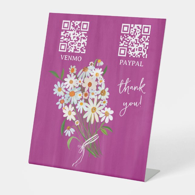 Signe De Table CODE QR DE PAIEMENT Fleuriste Fleurs Marché des pr (Recto)