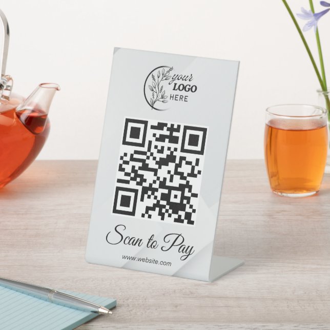 Signe De Table Code QR de paiement par numérisation de logo d'ent (In SItu)
