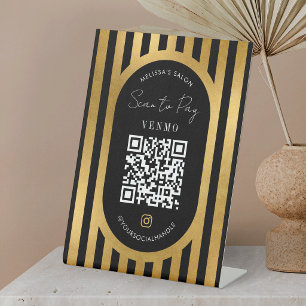 Signe De Table Code QR de paiement par numérisation Salon Noir &