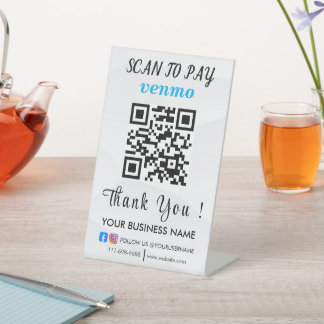 Signe De Table Code QR de paiement personnalisé avec logo d'entre