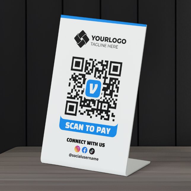 Signe De Table Code QR de paiement Scan to Pay Logo Venmo (Créateur téléchargé)