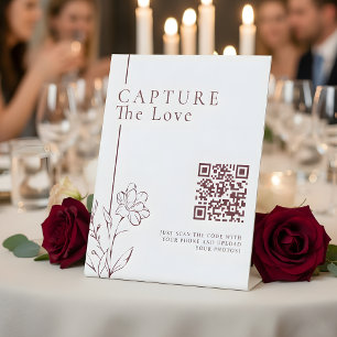 Signe De Table Code QR de partage de photos florales modernes Cap