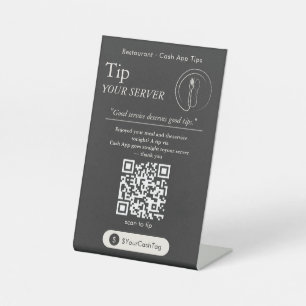 Signe De Table Code QR de pourboire minimal sur l'application de 