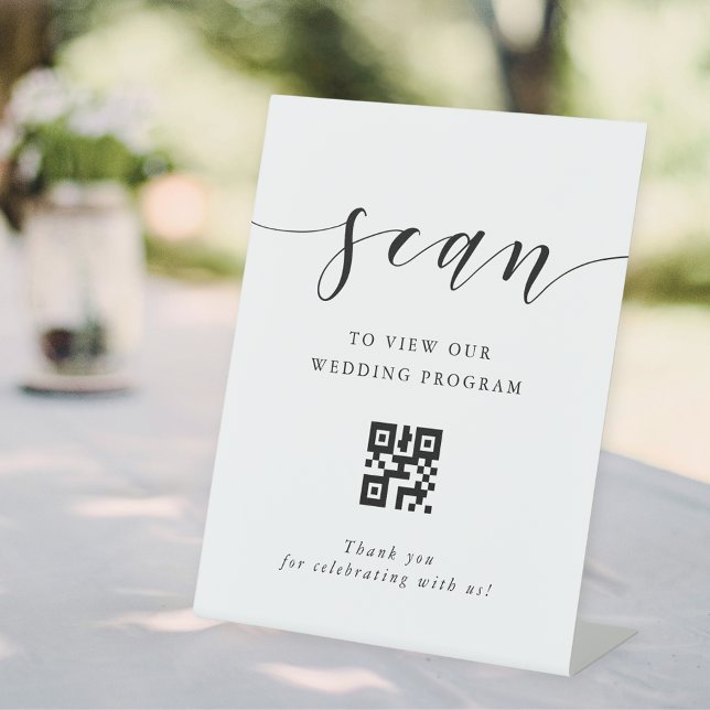 Signe De Table Code QR de programme de mariage de calligraphie mo (Créateur téléchargé)