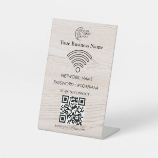Signe De Table Code QR de réseau WiFi personnalisé simple avec mo