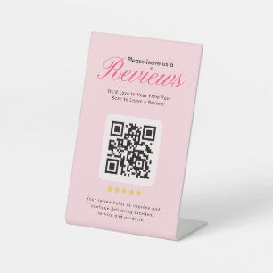 Signe De Table Code QR de révision 5 étoiles pour entreprise sur 