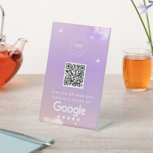 Signe De Table Code QR de révision de l'entreprise Lilac
