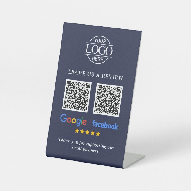 Signe De Table Code QR de révision du logo d'entreprise Google &  (Recto)