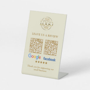 Signe De Table Code QR de révision du logo d'entreprise Google & 