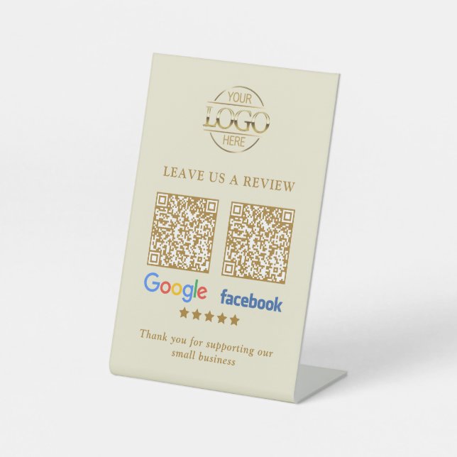 Signe De Table Code QR de révision du logo d'entreprise Google &  (Recto)