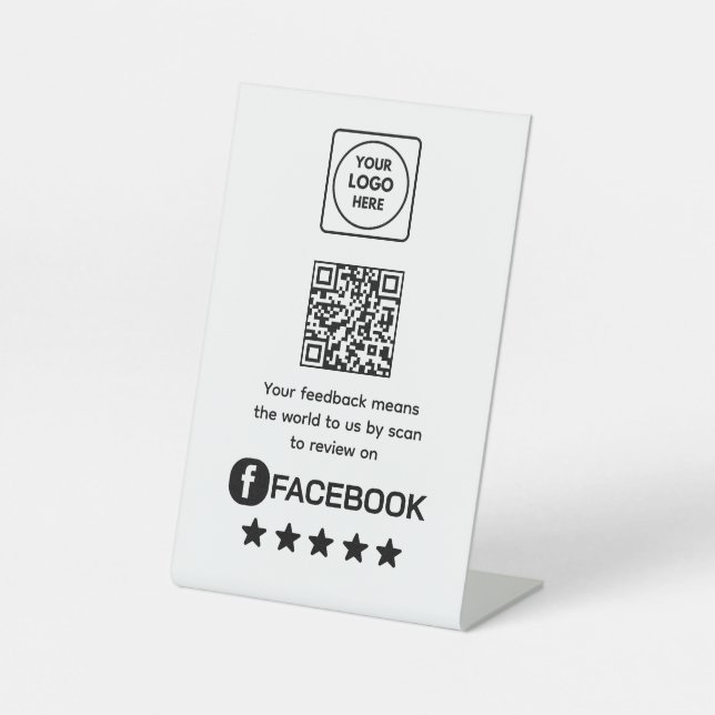 Signe De Table Code QR de révision Facebook | Affichage moderne p (Recto)