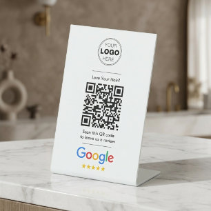 Signe De Table Code QR de révision Google du salon de coiffure bl