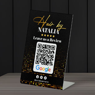 Signe De Table Code QR de révision Google du salon de coiffure El